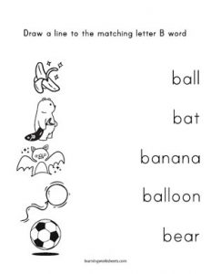 Draw A Line To The Matching Letter B Word - Learning Worksheets