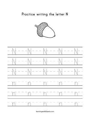 Trace Words That Begin With The Letter N - learning worksheets Letters