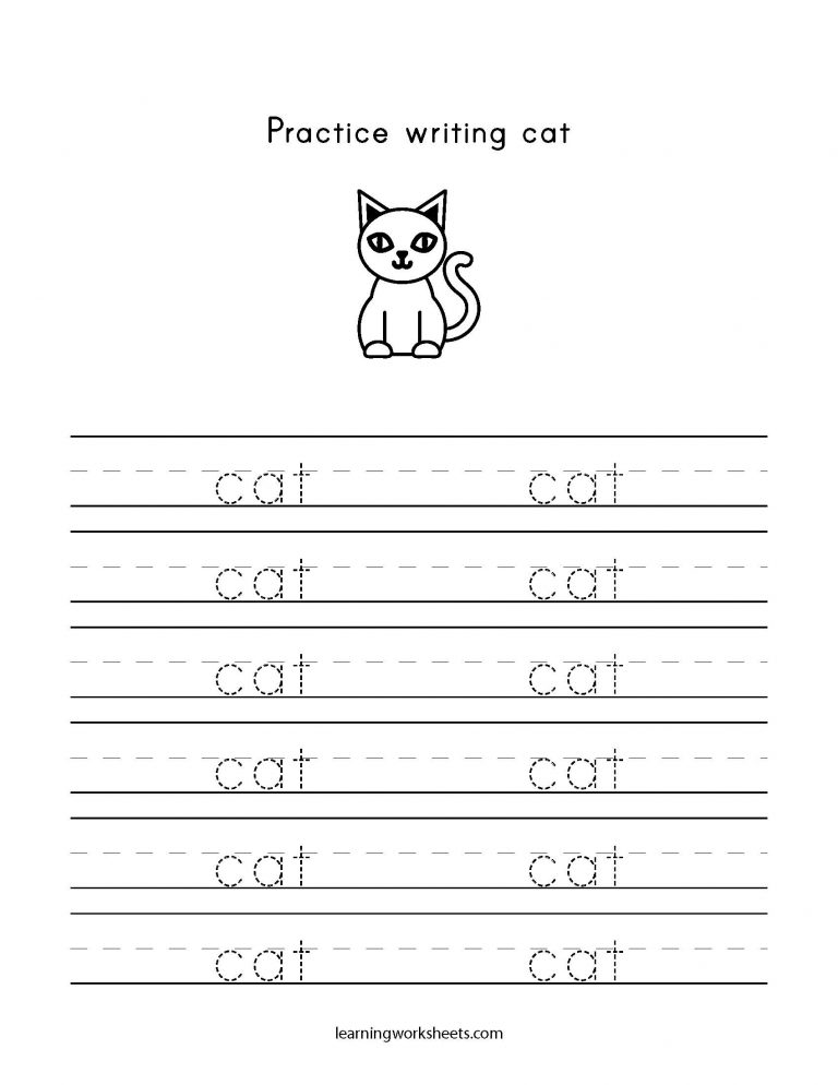 Practice Writing Cat - learning worksheets Letters