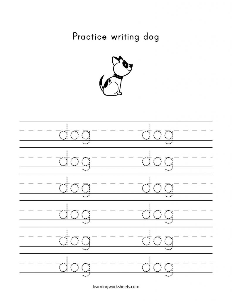 Practice Writing Dog learning worksheets Letters