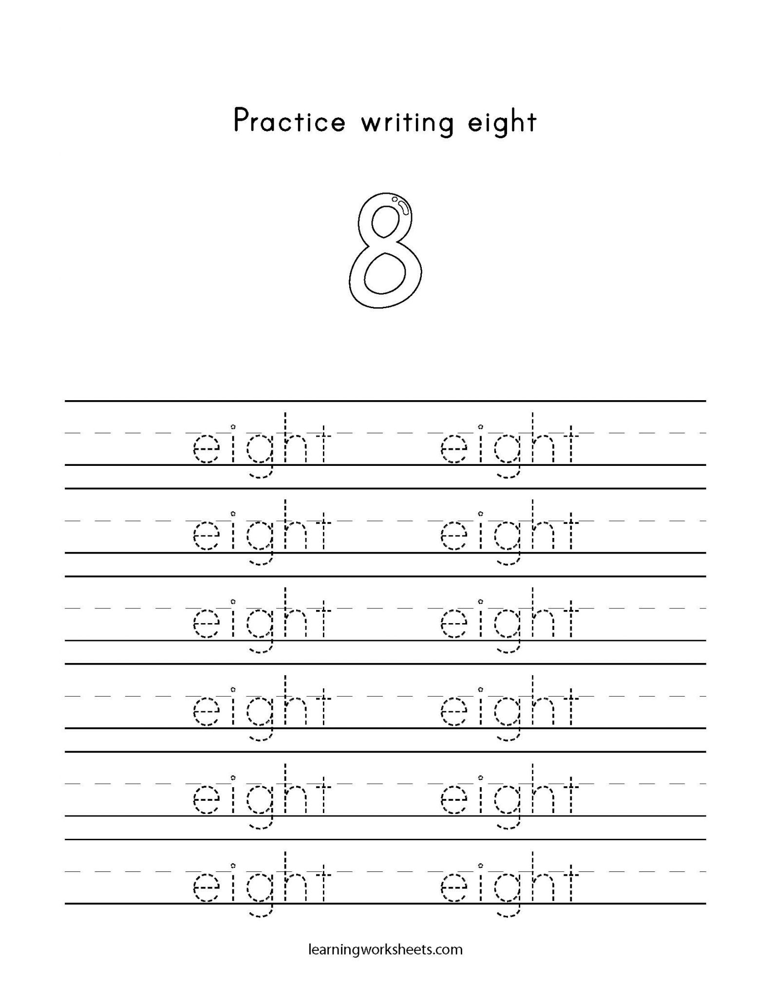 practice writing eight learning worksheets letters