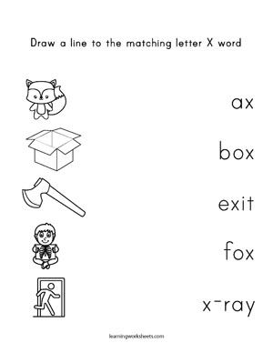 trace words with the letter x learning worksheets letters