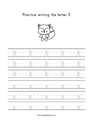 x tracing worksheet