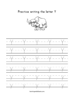 Practice Writing The Letter Y - learning worksheets Letters