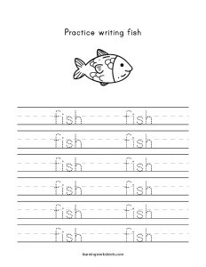 Practice Writing Fish - learning worksheets Letters