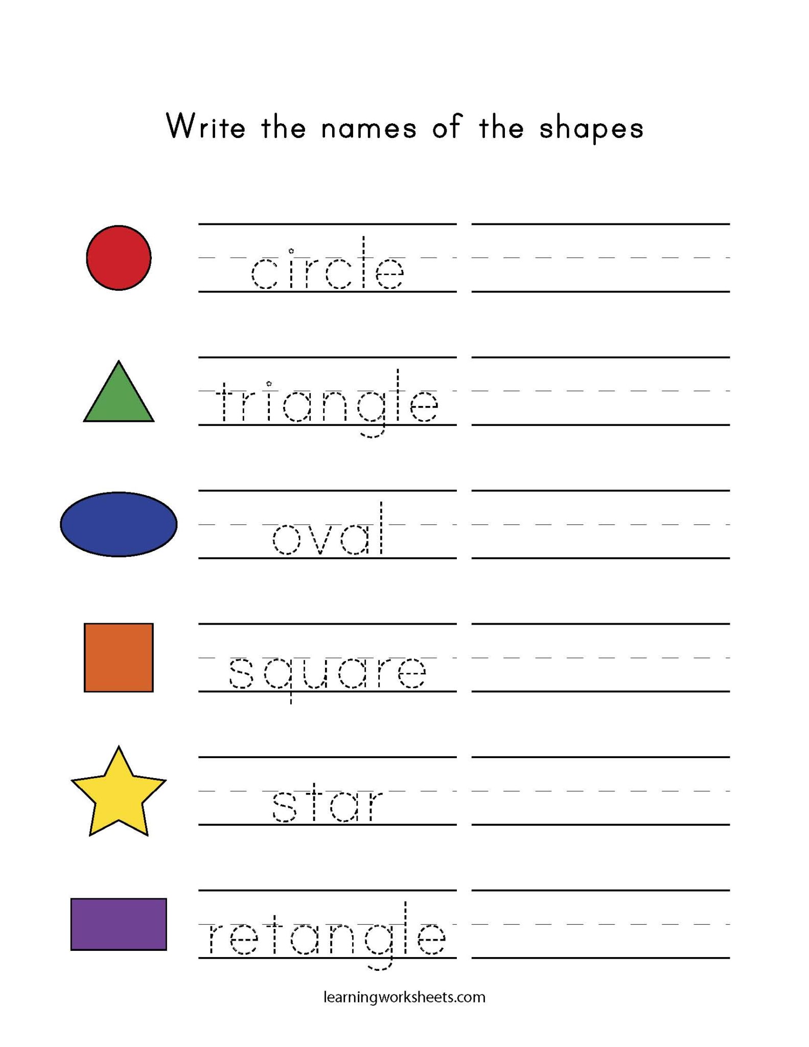 shape words worksheet