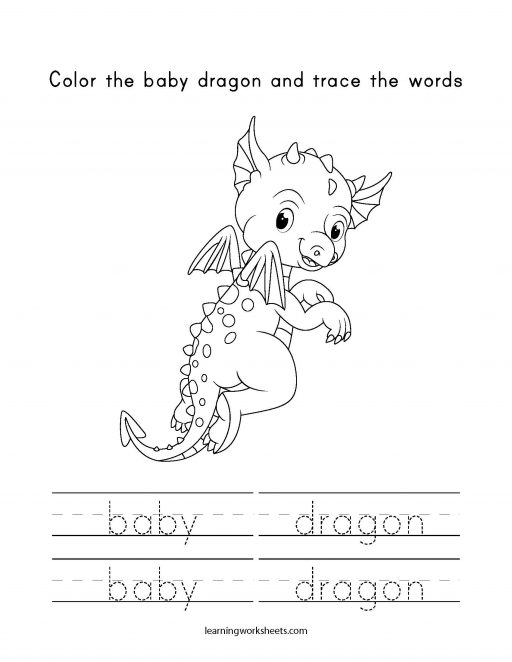 color and trace baby dragon 1