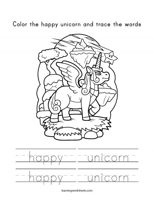 color and trace happy unicorn 1
