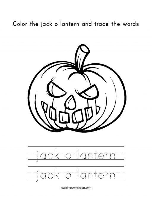 color and trace jack o lantern