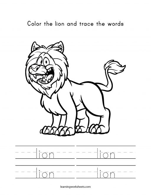 color and trace lion