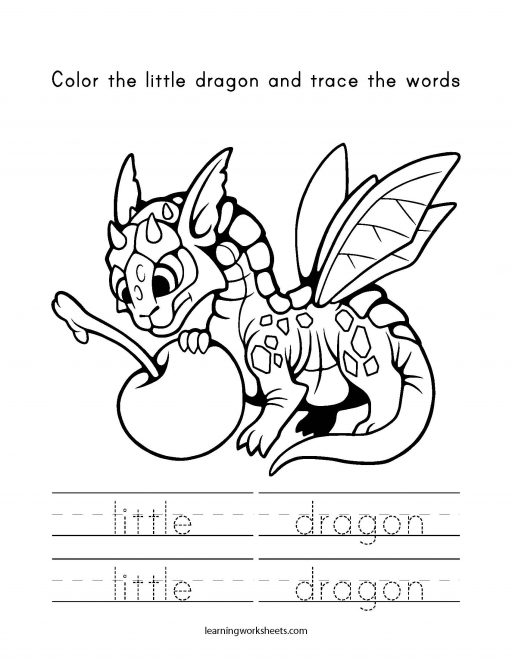 color and trace little dragon 1