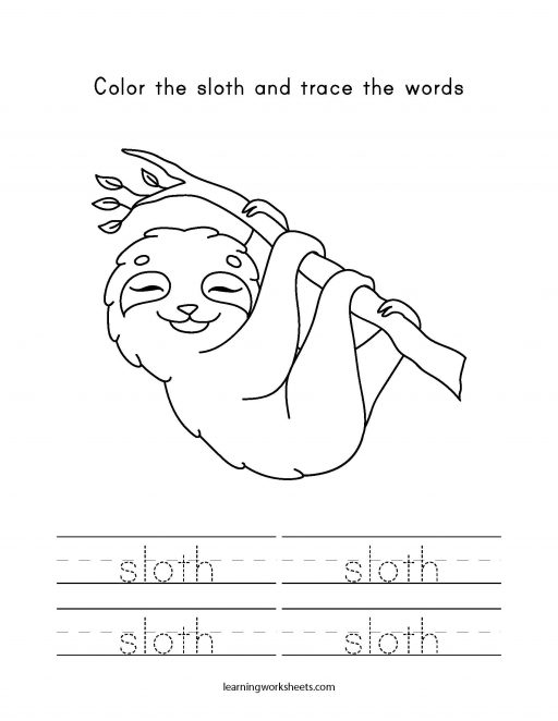 color and trace sloth