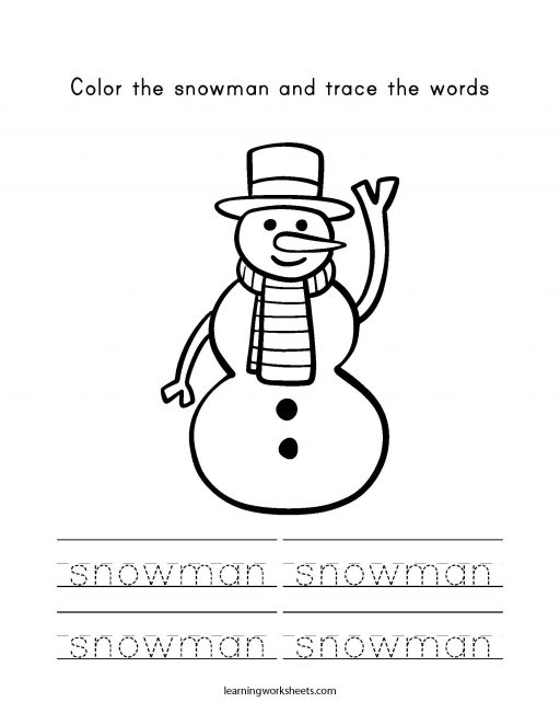 color and trace snowman