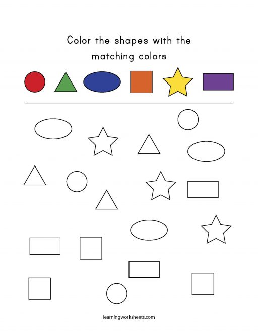 color the shapes the matching colors