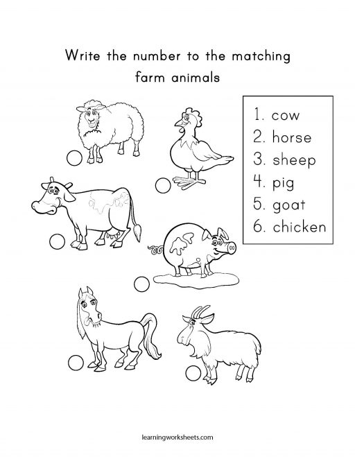 number match farm animals
