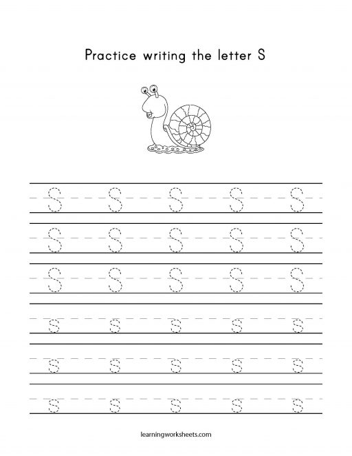 Practice Writing The Letter S - learning worksheets Letters