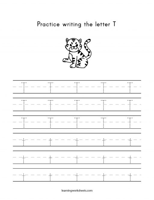 Practice Writing The Letter T - learning worksheets Letters