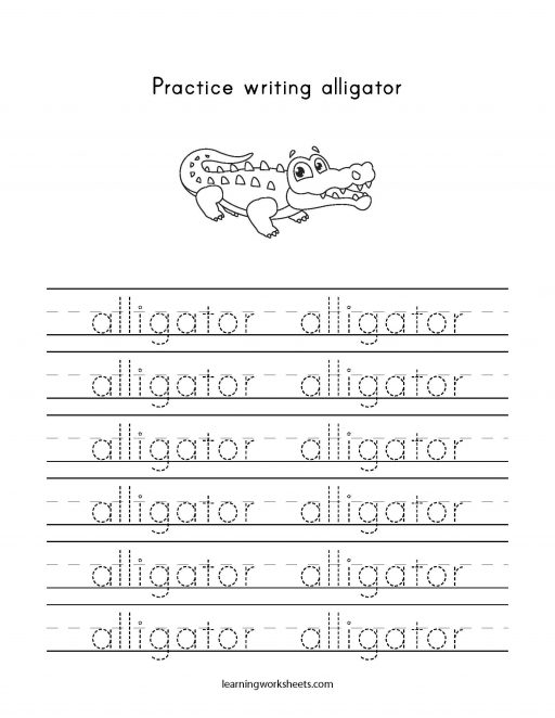 practice writing alligator