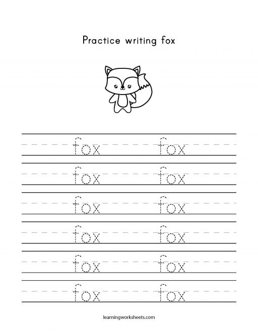 practice writing fox