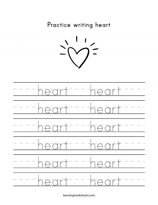 practice writing heart