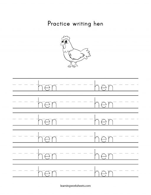 practice writing hen
