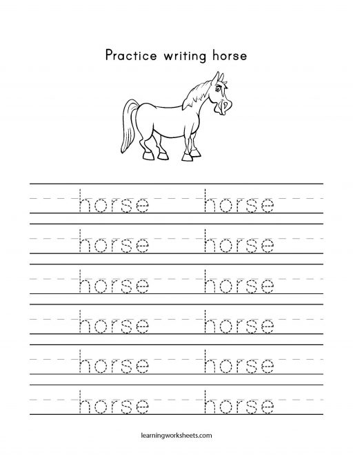 practice writing horse