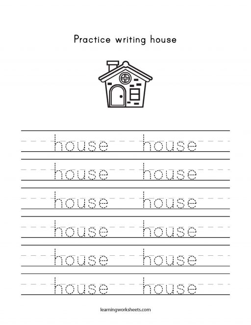 practice writing house
