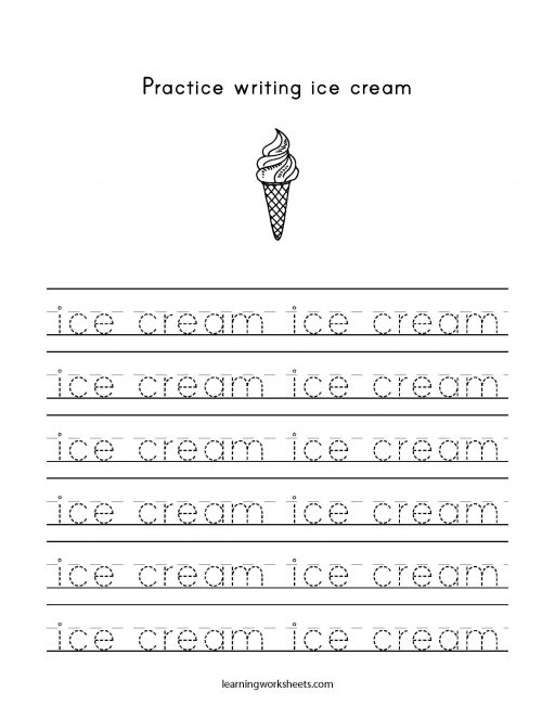practice writing ice cream