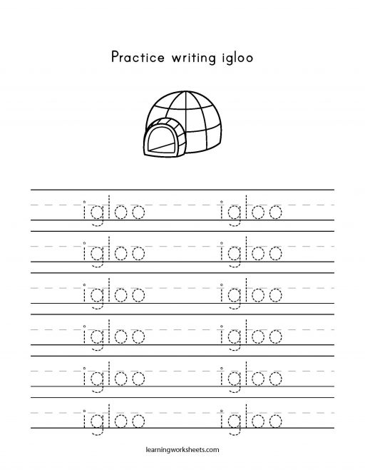 practice writing igloo