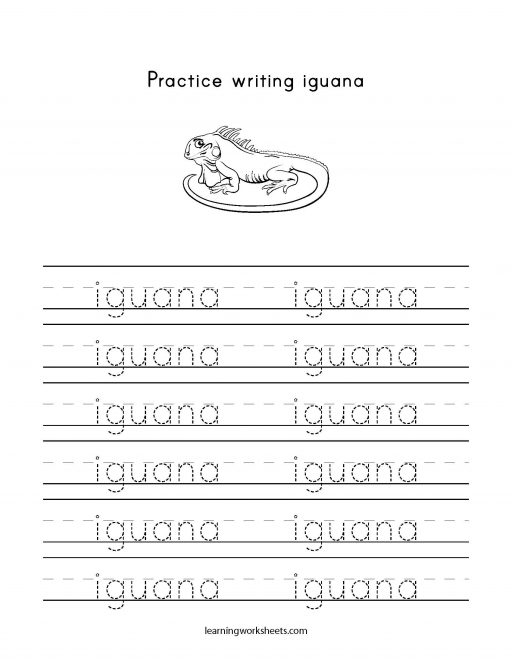 practice writing iguana