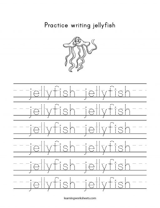 practice writing jellyfish