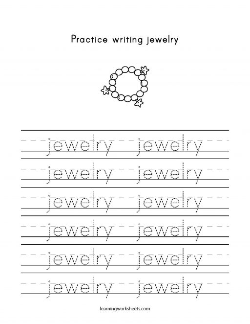practice writing jewelry