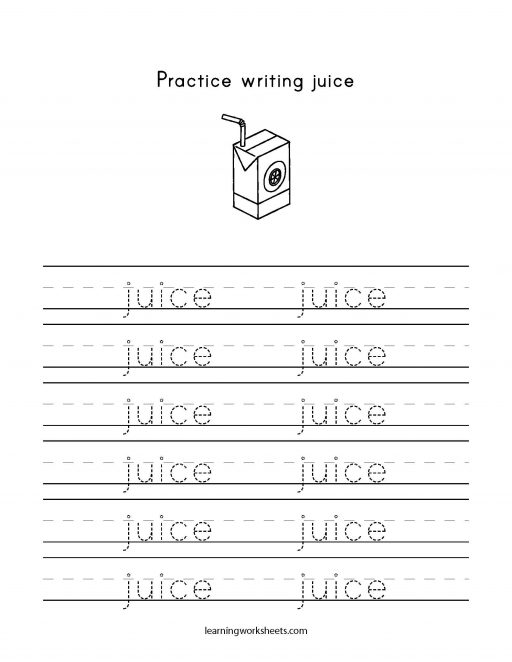 practice writing juice
