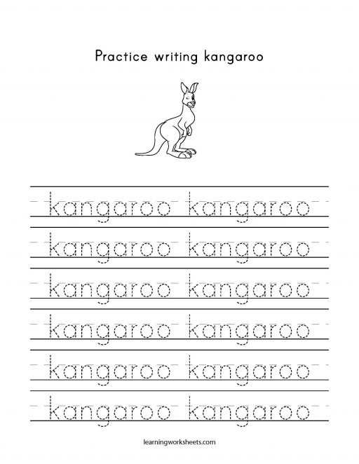 practice writing kangaroo