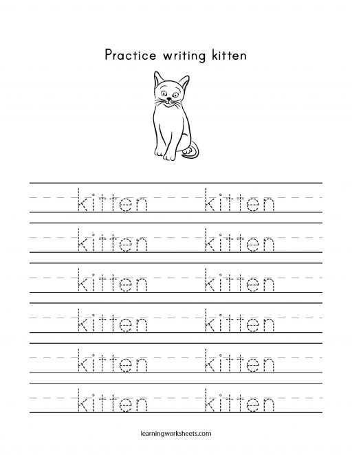 practice writing kitten