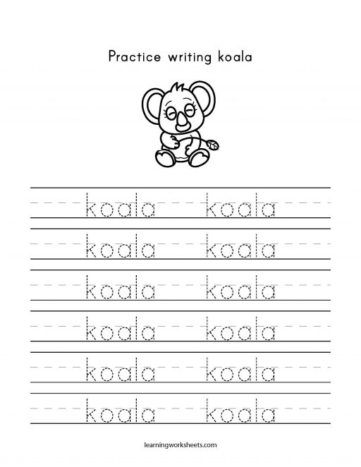 practice writing koala