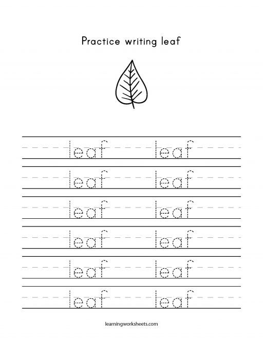 practice writing leaf