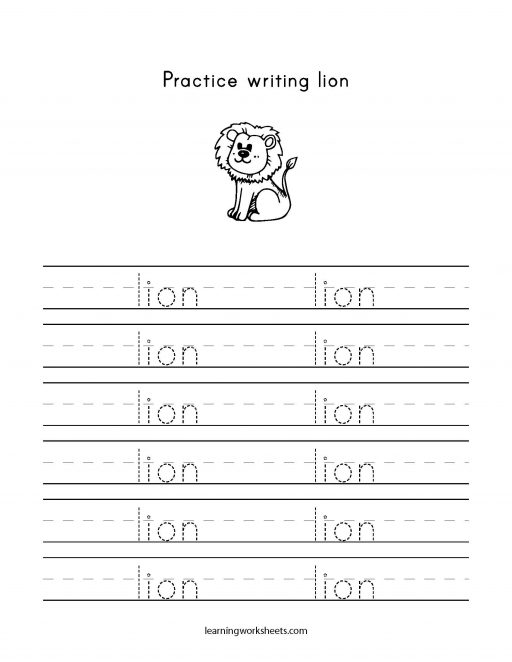 practice writing lion
