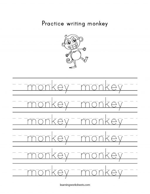 practice writing monkey