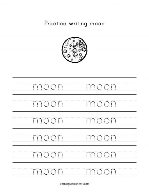 practice writing moon
