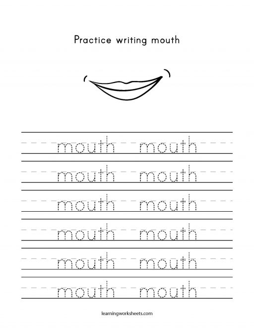 practice writing mouth