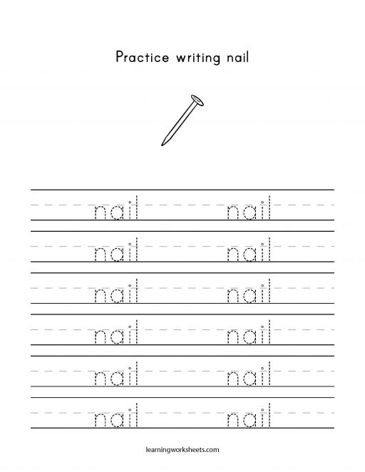 practice writing nail