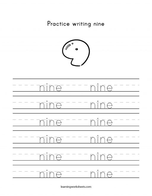 practice writing nine