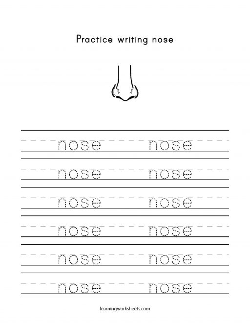 practice writing nose