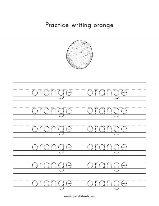practice writing orange