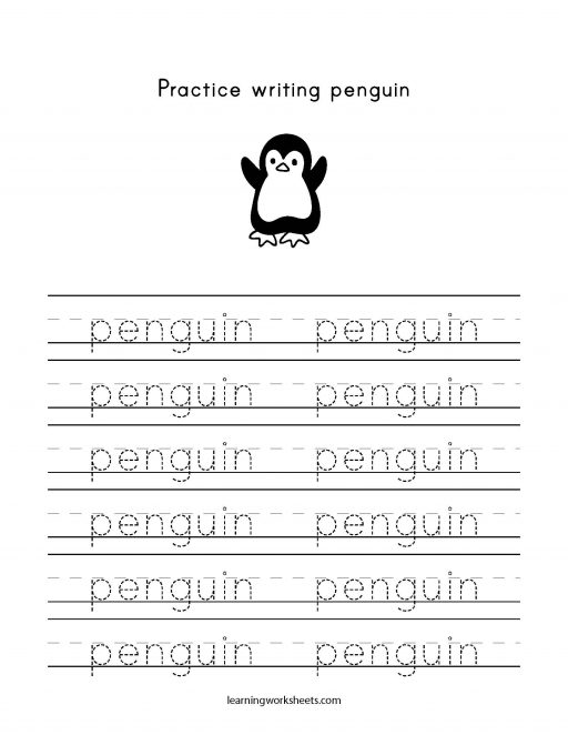 practice writing penguin