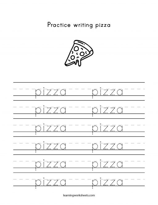 practice writing pizza