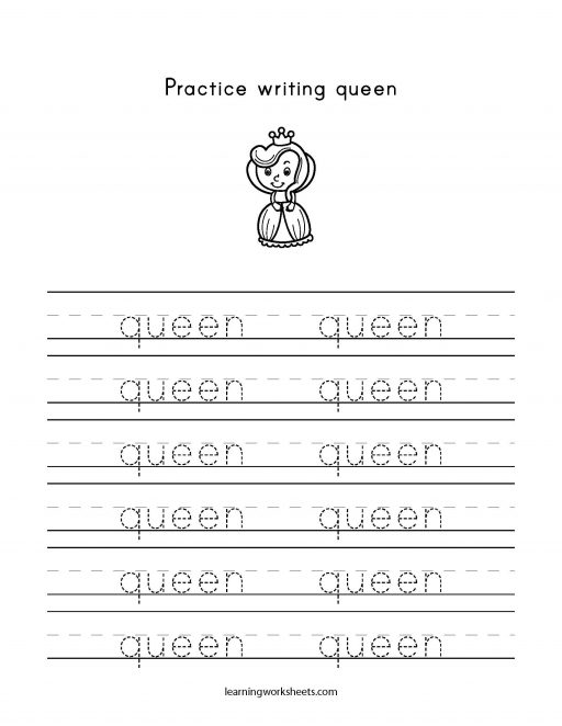practice writing queen
