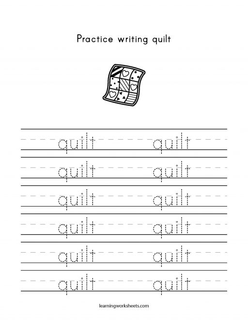 practice writing quilt