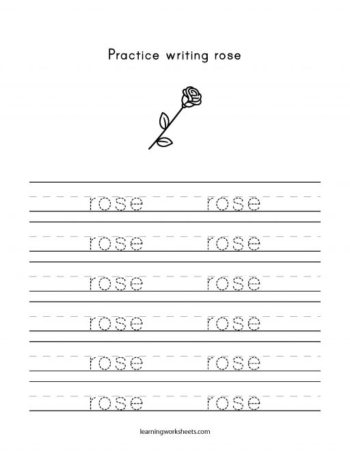 practice writing rose